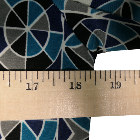 Max Studio Sheath Dress Womens Medium Blue Geometric Stretch Retro Circles Boho - Picture 8 of 12